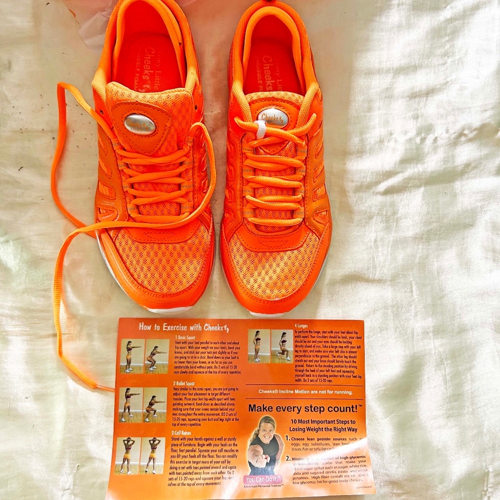TRAINERS, TONY LITTLE CHEEKS ENERGY, LADIES SZ 8.5B, TANGERINE, FABRIC, RUBBER